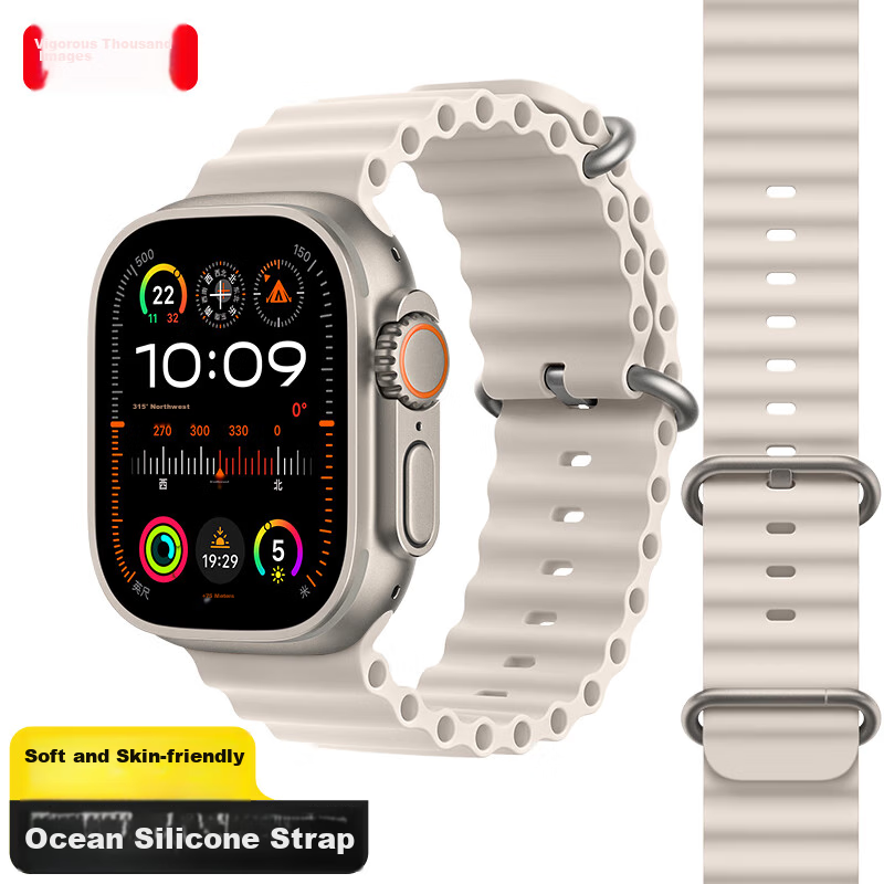 Ремешок Weiqiantu для Apple Watch Ultra2/s9/s8 Ocean Band 7/6/se2, спортивный силиконовый браслет, 44/45/49 мм, цвет Звездный