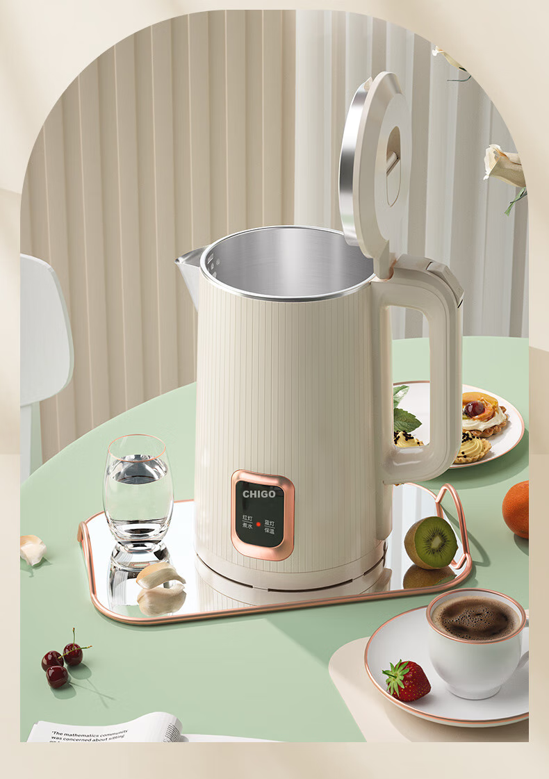 CHIGO Electric Kettle, 1.8L Capacity, Temperature Control, Automatic Shut-Off, Double-Layer Anti-Scalding Design, Model TH185B-01B 15
