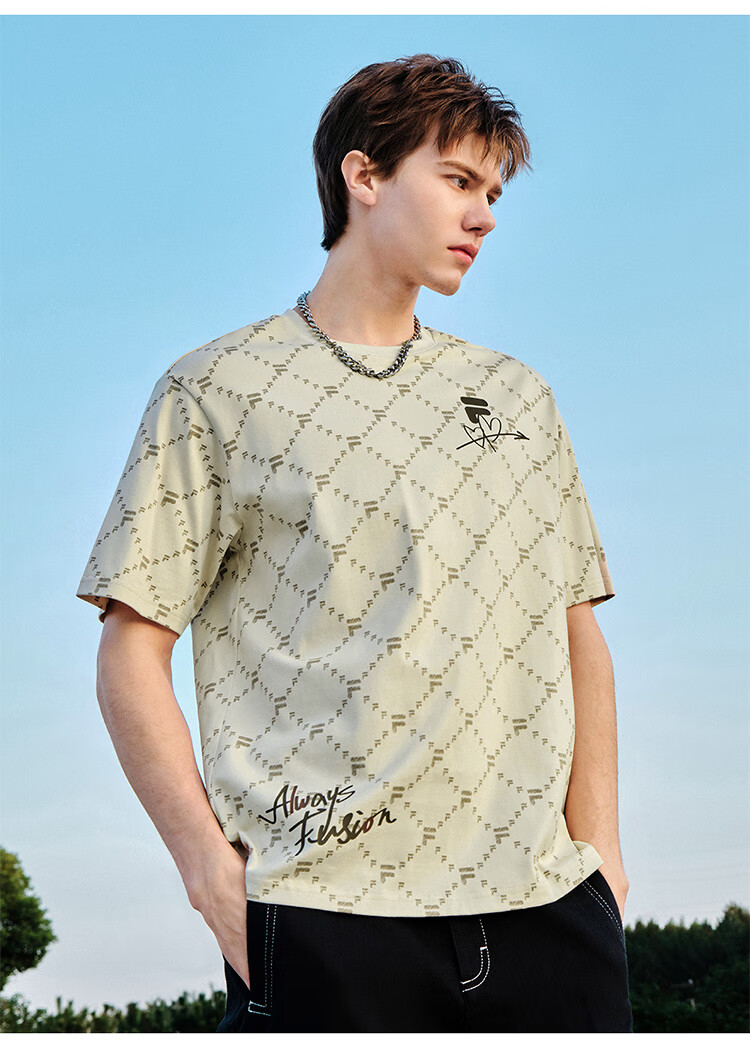 FILAFUSION Fila Trendy Couple Short Sleeve T-Shirt Summer Loose Breathable Cotton Unisex Top 29