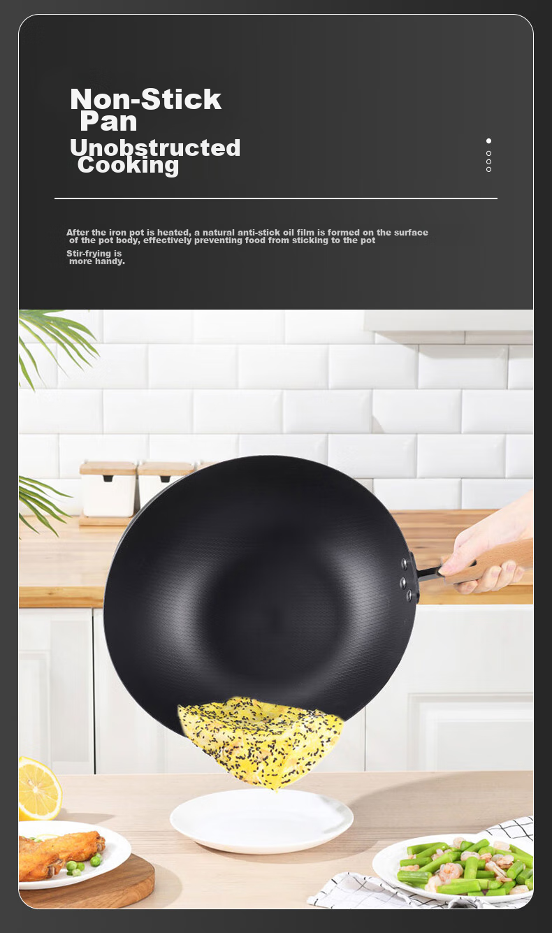 KBH Iron Wok, Stainless Steel Stir-Fry Pan without Coating, for Home Cooking, Suitable for Induction And Gas Stoves, 32cm 3