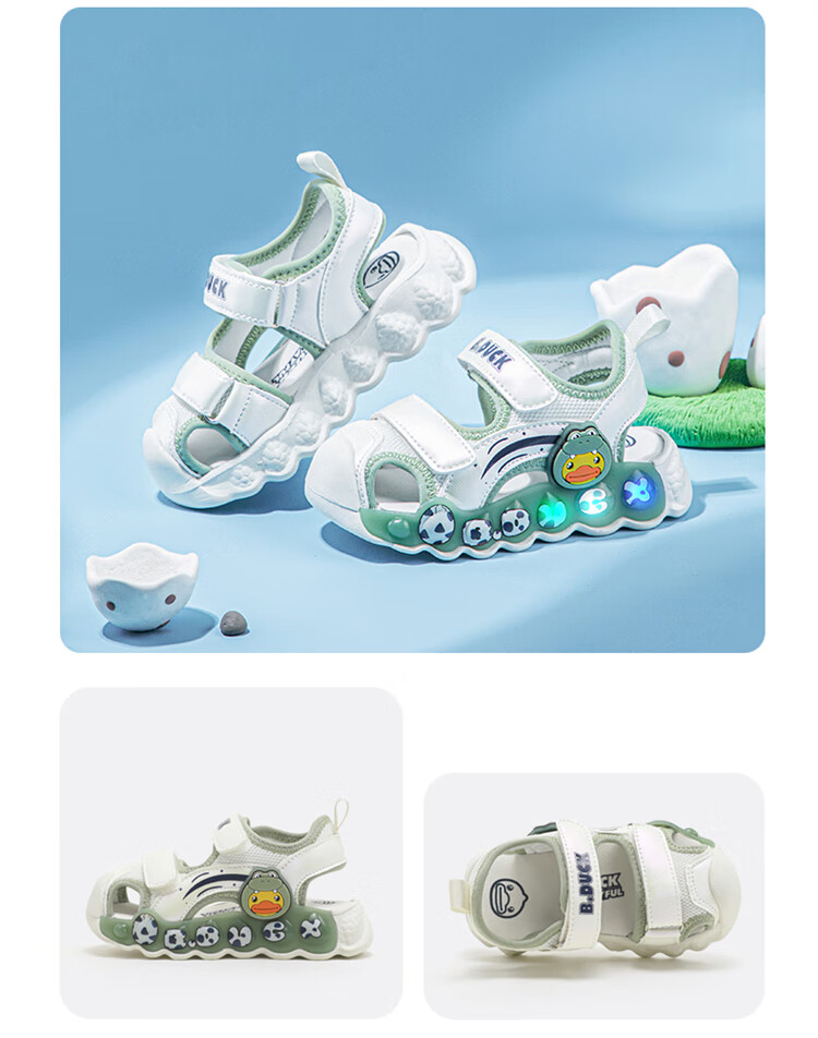 B.Duck Children's Sandals, Cartoon Fashionable Shoes for Boys And Girls, Summer Closed-Toe Beach Shoes, 5006 White-Pink, Size 30 16