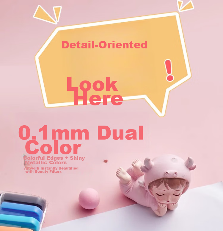 Liupintang Double-Line Outline Pen, 12 Colors, Gel Dual-Color Fluorescent Marker, for Writing, Students And Children, Floral Pattern Journaling, Colorful Pens, Curved Line Drawing, Small Newspaper Marking, Outlining Pe 9