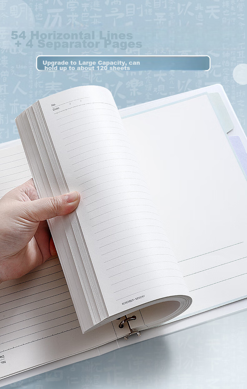 Wengu A5/60 Pages Comfortable Iron Clip Loose-Leaf Notebook, Detachable Cover, High-Quality Notebook for Students' Writing And Error Correction, BI074 (A5) D Yueyanglou Ji 5