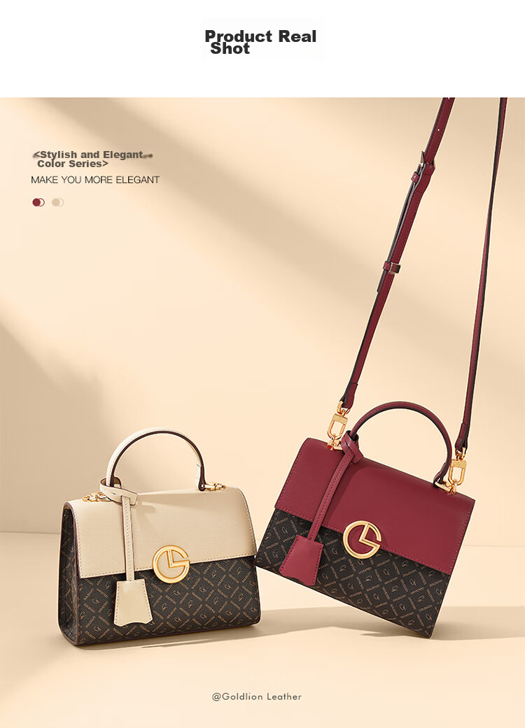 Goldlion Women's Handbag, Versatile Tote Bag, Small Square Purse for Women, Birthday Gift 17