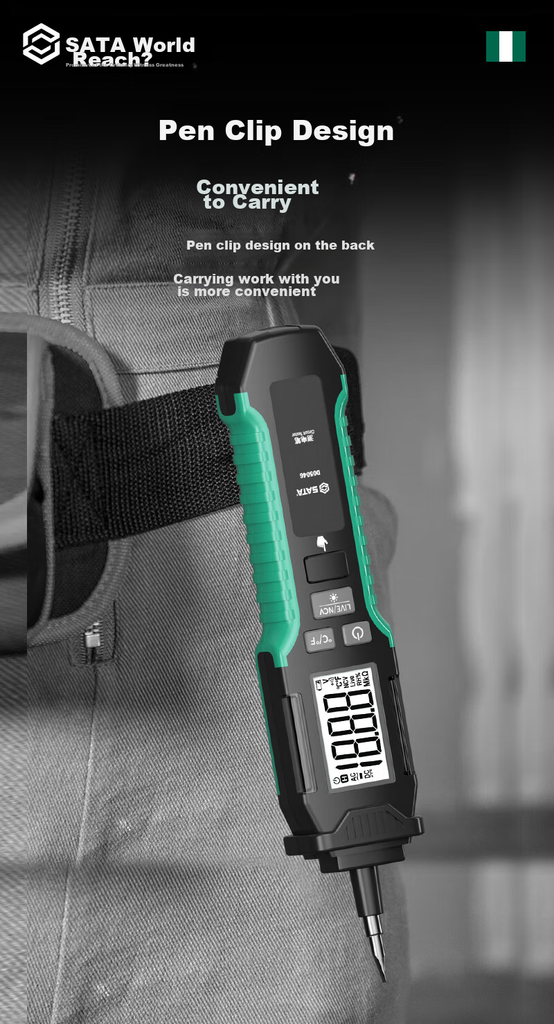 Shida SATA Non-Contact Voltage Tester, Electrician's Intelligent Induction Circuit Detector, High-Precision Voltage Pen D05989A 13