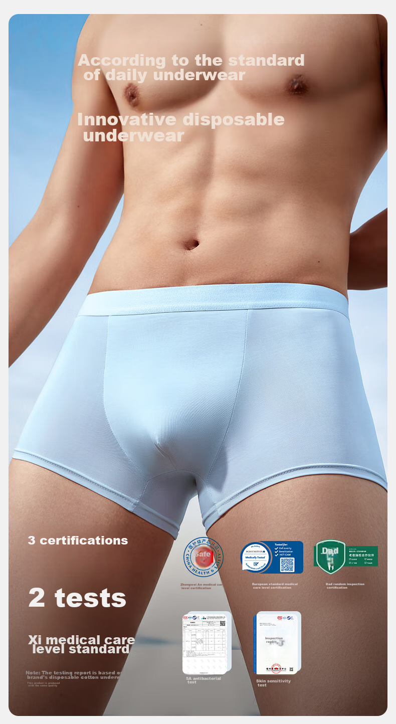 EMXEE New Disposable Underwear, Ice Silk Sterilized Shorts, Boxer Briefs, Large Size, Travel-Friendly, No-Wash, Business Trip, Individually Packaged, XXL Size 2