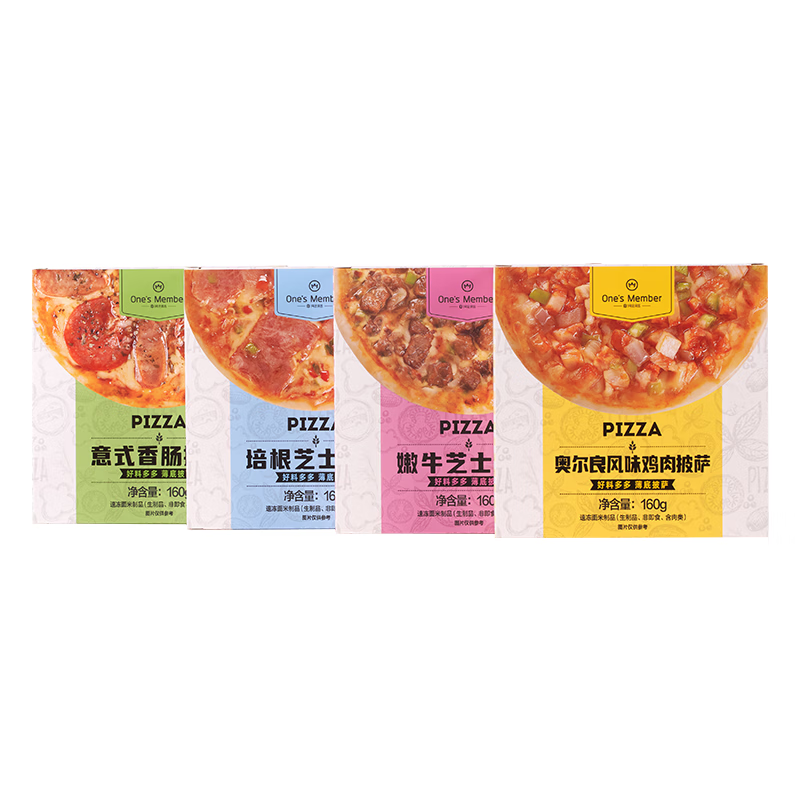 1号会员店（One's Member） 多口味披萨组合套装(香肠 牛肉 鸡肉 培根 4种口味)680g(4片装)