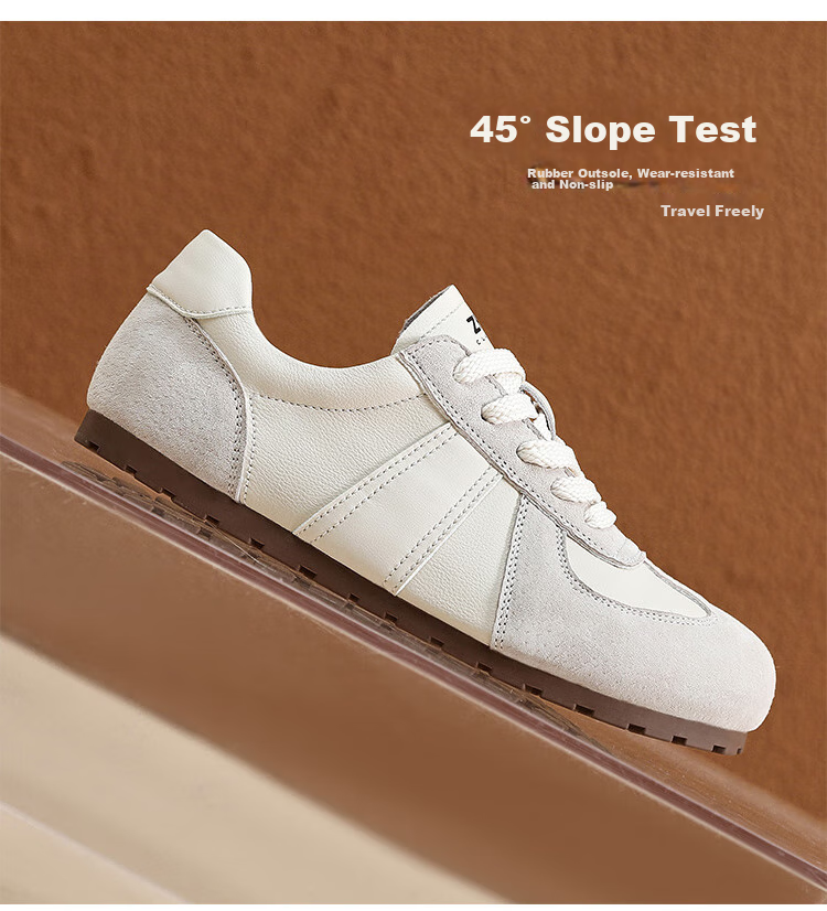 ZHR Casual Shoes for Women, Retro Patchwork Dexun Shoes, Genuine Leather Versatile Sports Shoes for Women, A120 Beige, Size 35 8