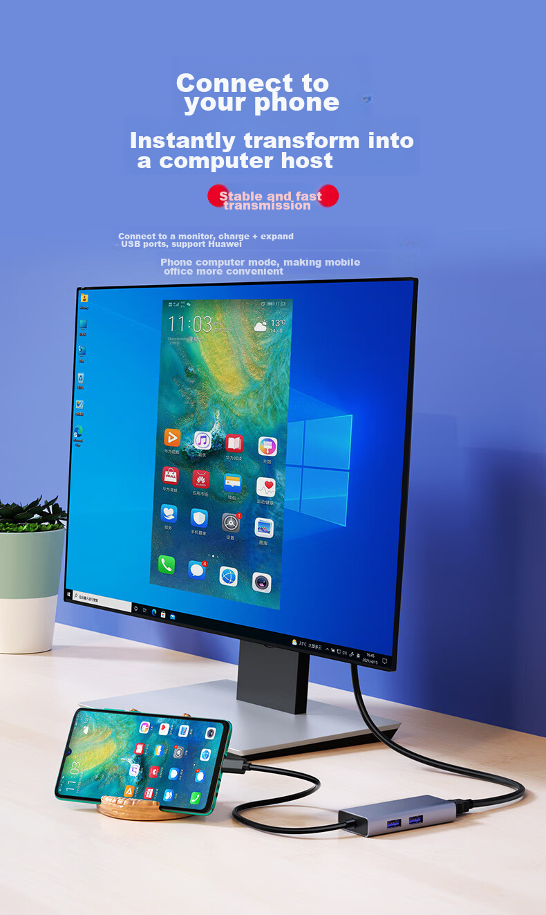 DM Daimai Type-C Six-In Expansion Dock, USB-C to HDMI Adapter, Apple Huawei Computer IPad Converter, 4K Screen Mirroring Expansion Card Reader, CHB059 5