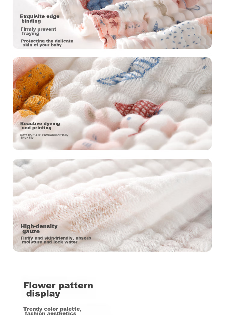 GB Baby Towel Cotton Six-Layer Gauze Blanket 7A Antibacterial Gauze Towel 115*115 Gift Box 15