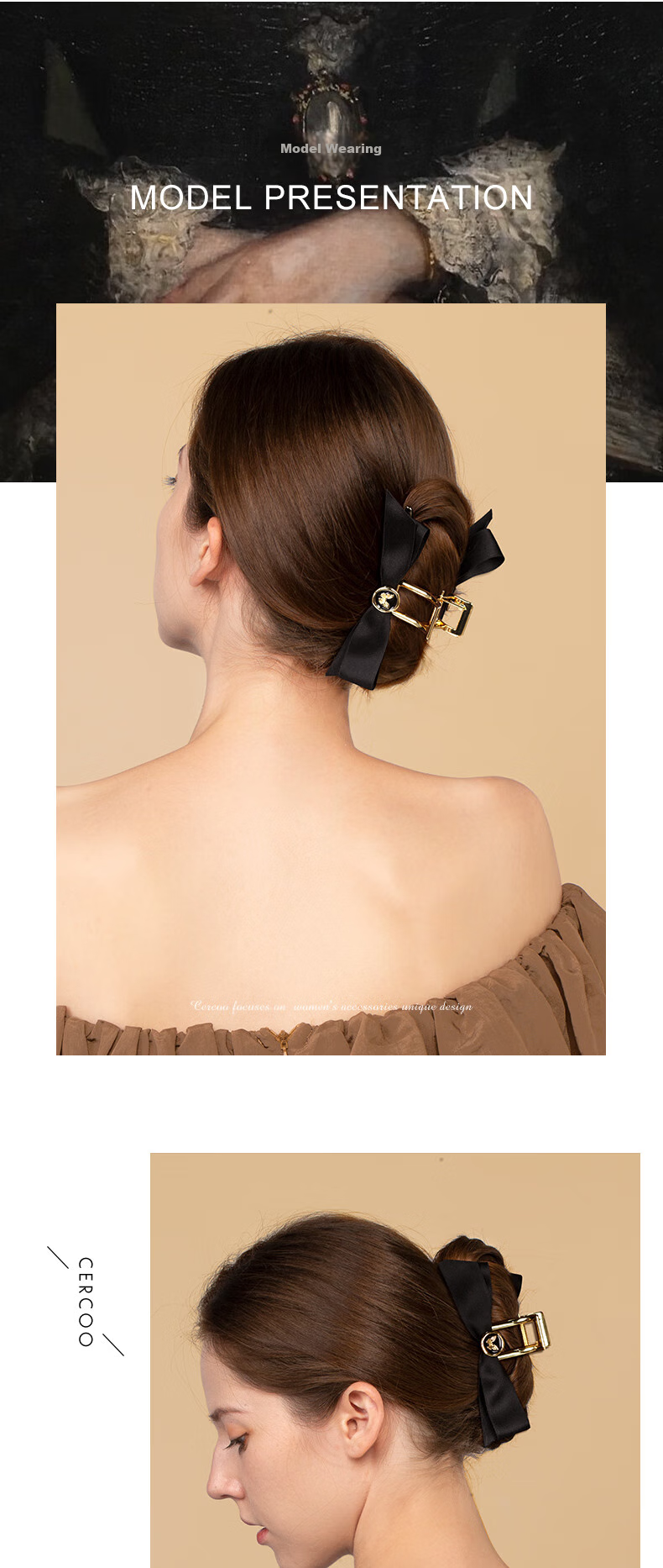 Cercoo Butterfly Hair Clip High-Quality Hair Accessory for Thick Hair Large Size Back of Head Bun Bow Claw Clip Mid-Autumn Festival Gift 4