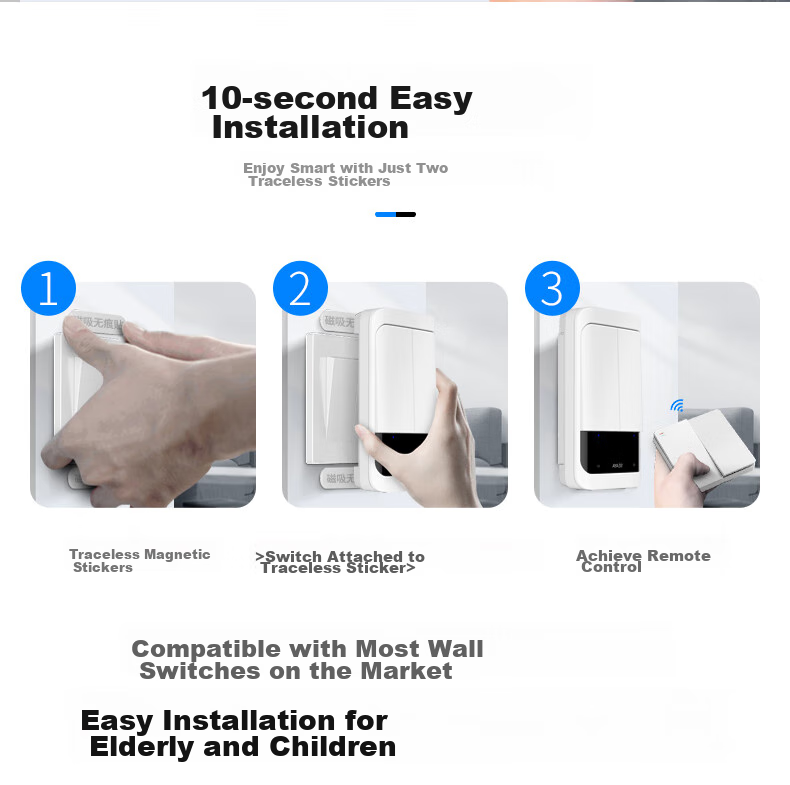 Xiya XYKGJL Smart Switch, Wireless Remote Control for Home Use, No Wiring Required, Remote Control Light Switch Device 2