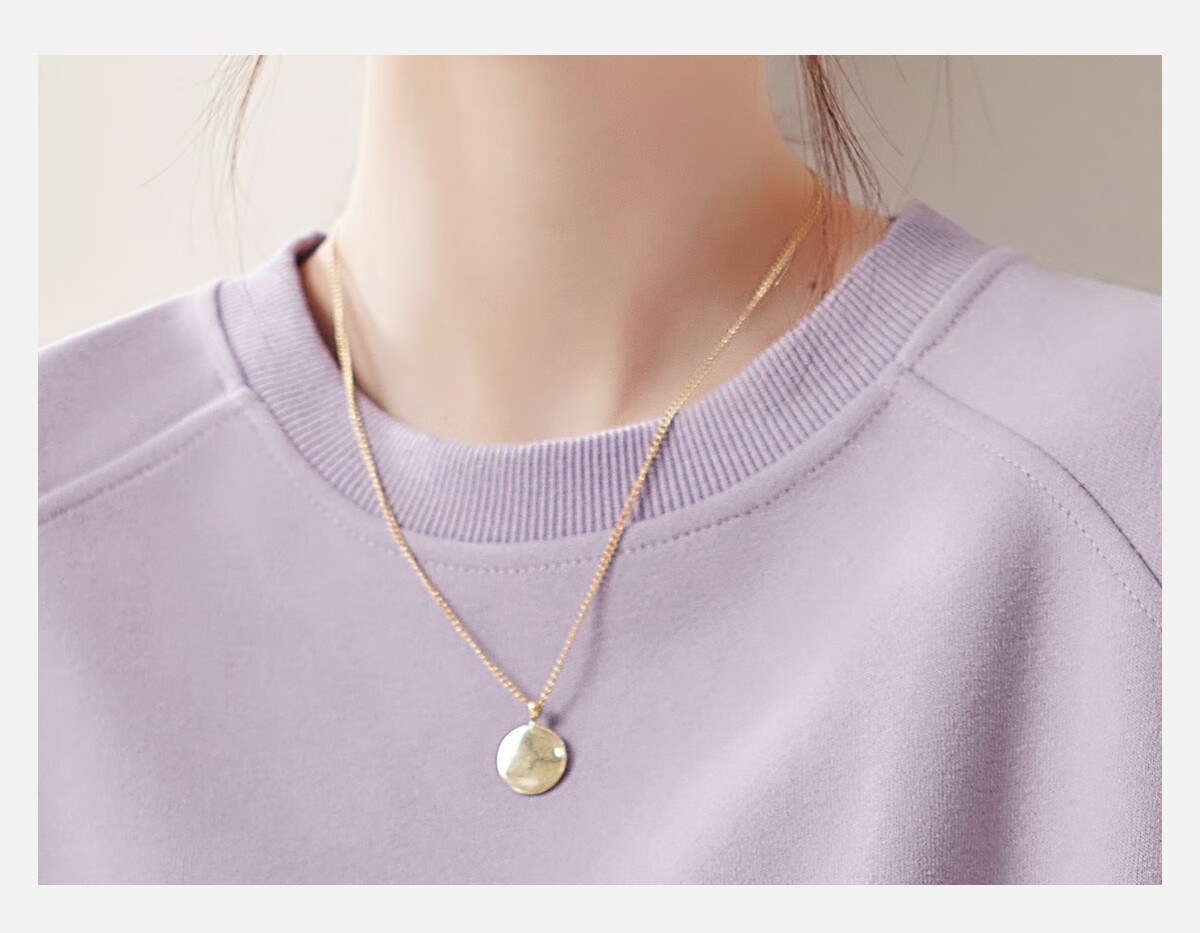 PinCai Relaxed Fit Sweatshirt for Women, Solid Color Round Neck Simple Loose Sweatshirt, Fashionable Casual Versatile Top P143W1031 15