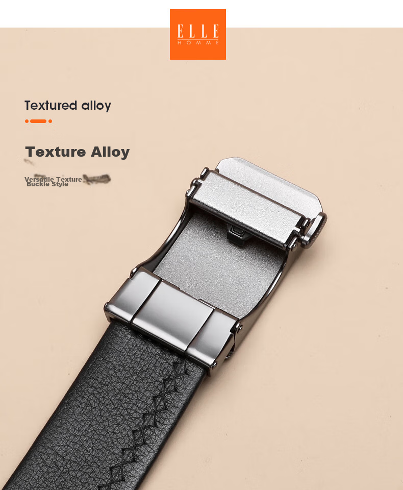 ELLE HOMME Men's Belt, High-Quality Top-Grain Leather Automatic Buckle Waistband, Business Formal Trouser Belt, Birthday Gift for Me 3