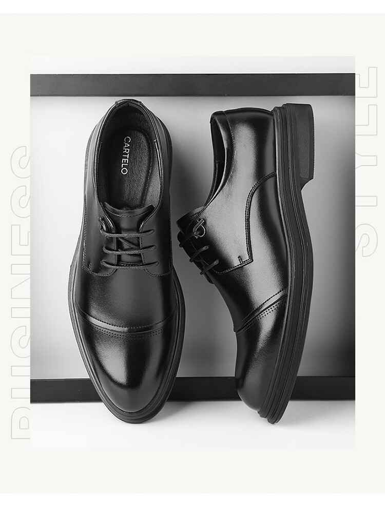 CARTELO Men's Leather Shoes Business 2026 New Formal Genuine Leather Casual Height Increasing Wedding Oxford Shoes Breathable Soft Sole British Style 2