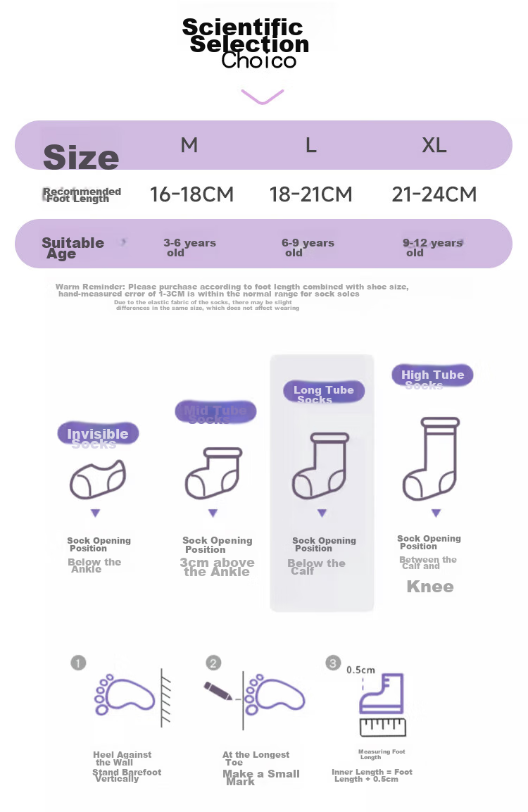 MiiOW Children's Socks for Girls, Mid to Big Kids Cotton Socks, Student Baby Autumn And Winter Comfortable Breathable Versatile Casual Mid-Calf Socks 13