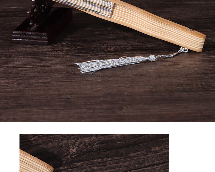 Jidu Space Traditional Chinese Folding Fan Silk Bamboo Fan Birthday Gift Hanfu COS Photography Dance Prop Crane Whisper Pavilion 8
