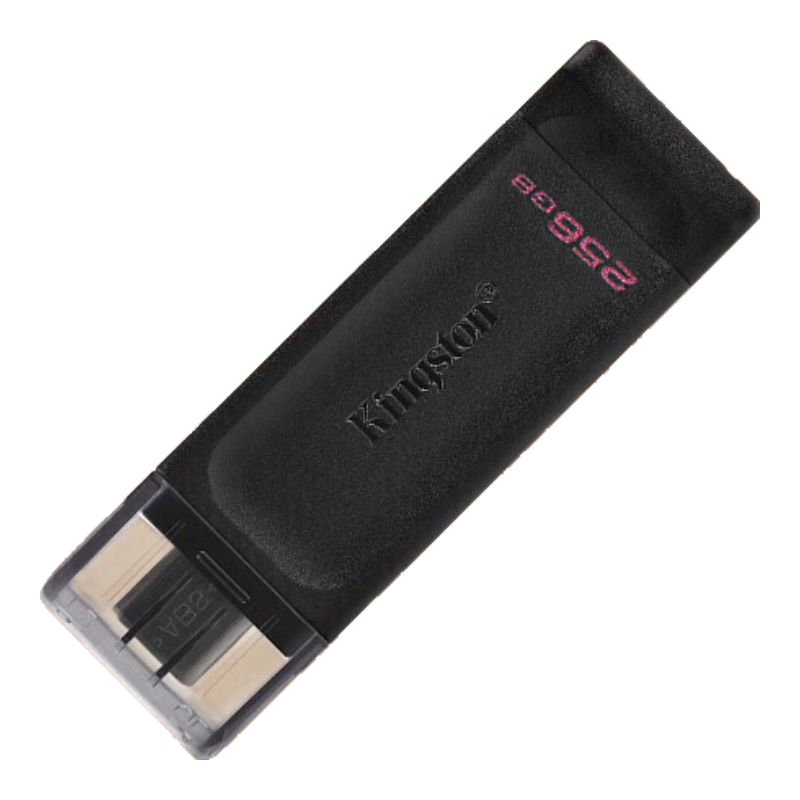 Kingston 256GB USB3.2 Gen1 Type-C High-Capacity Phone Flash Drive DT70 Black Compatible with Android And Apple, Universal Flash Drive for Car And Computer Use