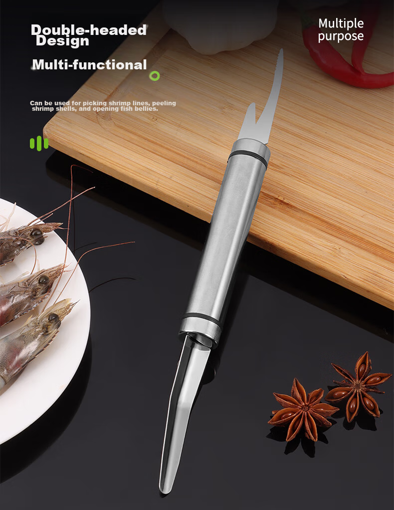 BJ 304 Stainless Steel Shrimp Deveiner Tool, Double-Ended Shrimp Deveiner Knife, Longan Pit Remover, Prawn Deveining Knife 6