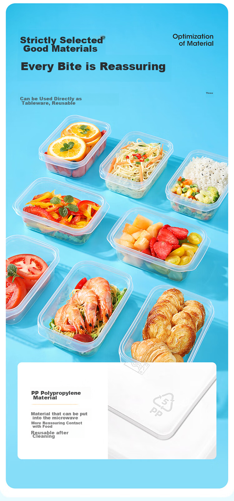 MARYYA Disposable Food Containers, 580ml*4 Set, Food-Grade Fresh-Keeping Picnic Portioning Takeout Containers with Lids, Microwave-Safe 8