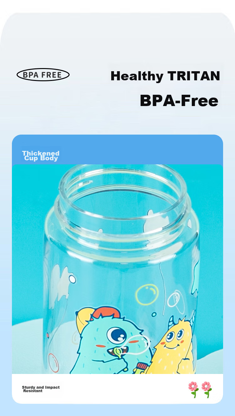 Contigo Plastic Cup, Student Sports Water Bottle, Dragon Mouth Drinking Cup, HBC-DEM112, Lemon Swimming Pool, 450ml 4