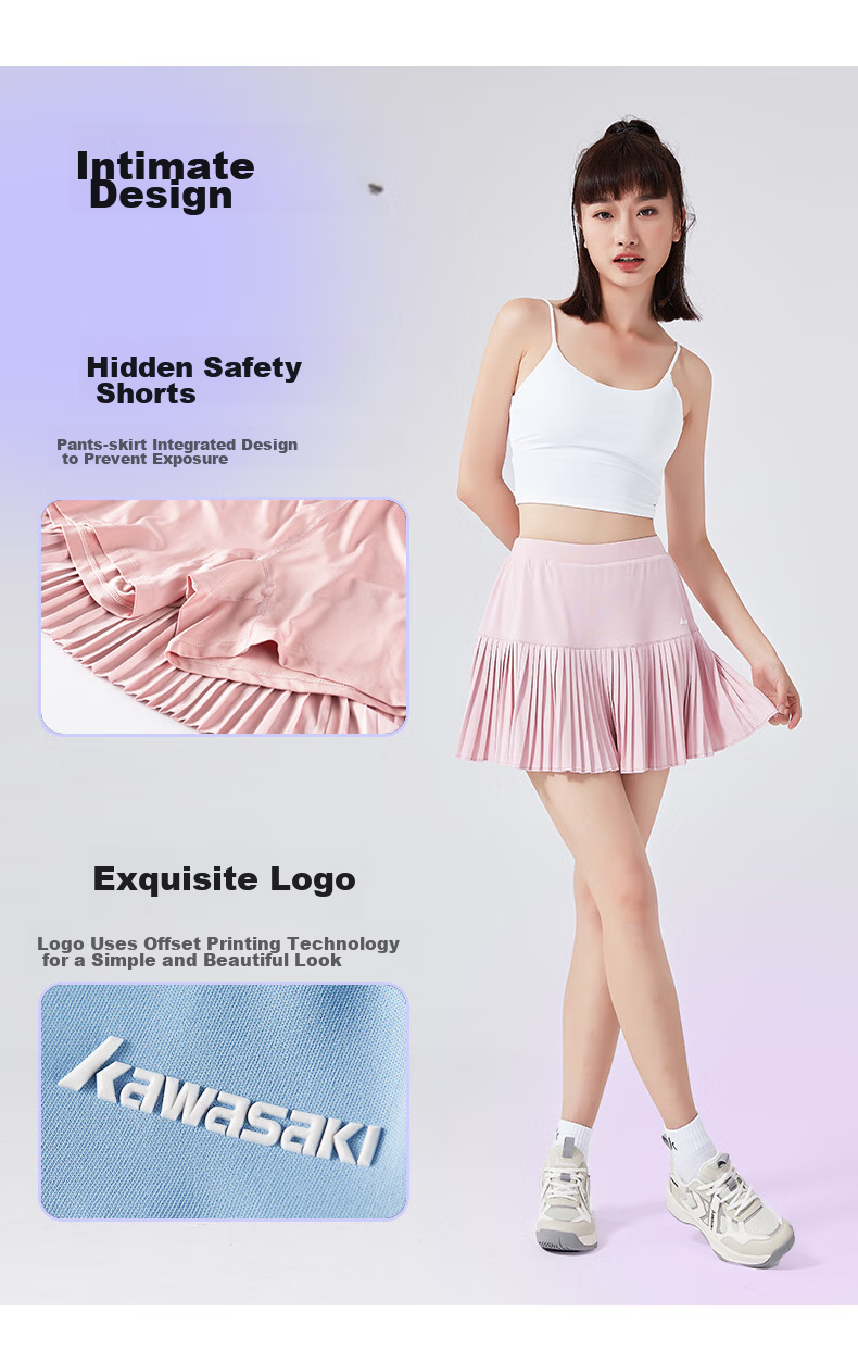 KAWASAKI Badminton Sports Skort for Women, Anti-Exposure Short Skirt S2752, Black, 3XL 3