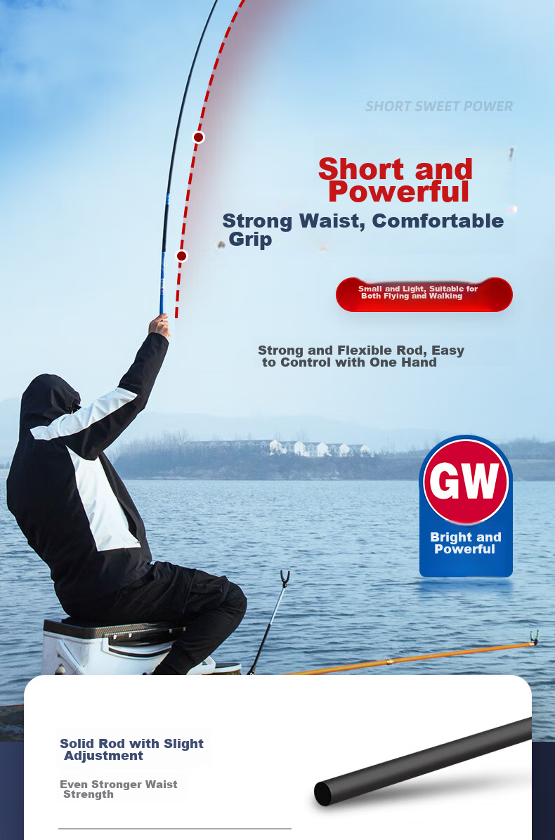 GW Jian Shou Yun Xi Liu Fishing Rod, 7.2 Meters, Collapsible to 67 Cm, Short Section Handle, Ultra-Light And Ultra-Hard, 28 Sections, Carp Fishing Rod 5
