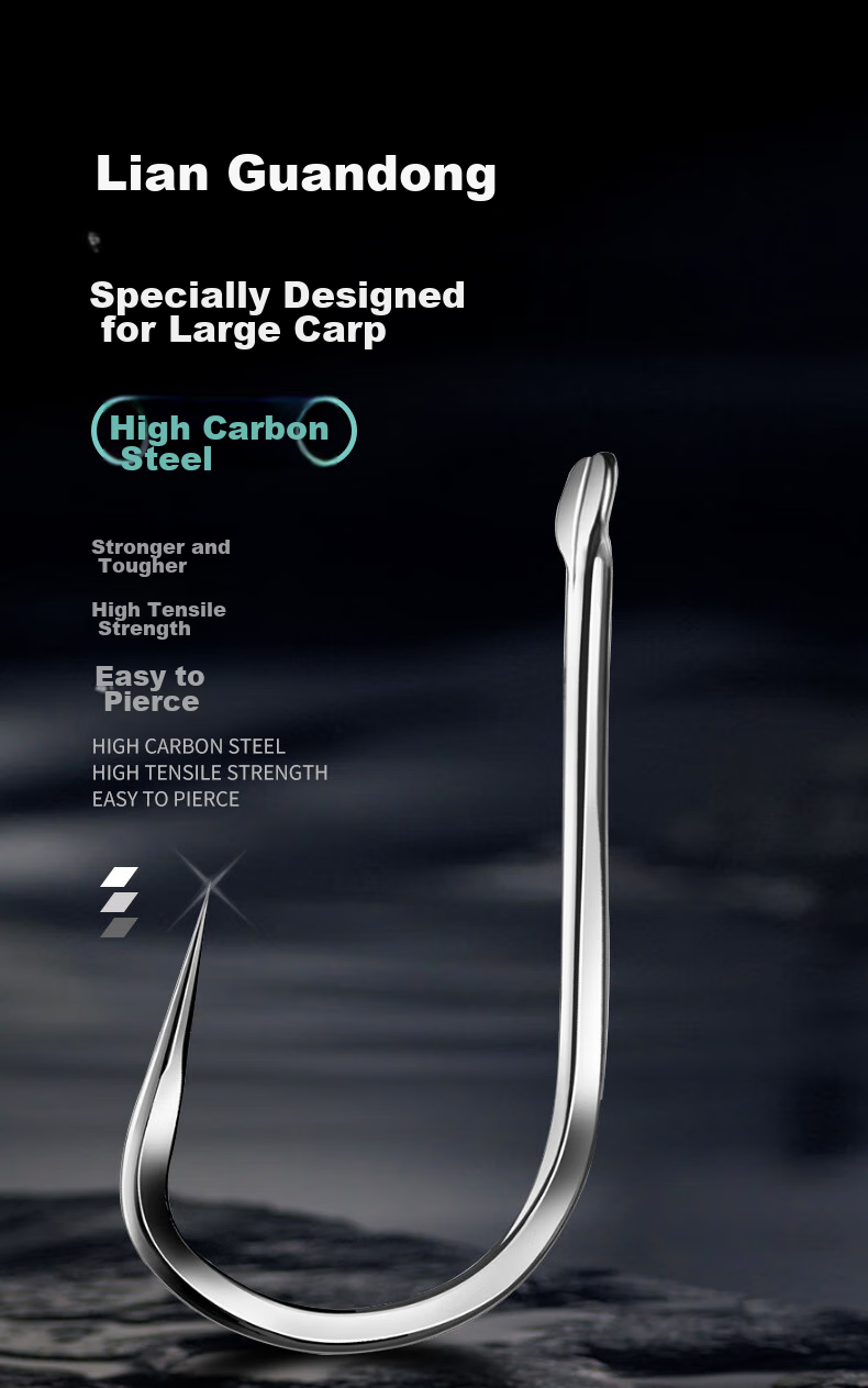 Diaoyuwang Jinhai Xi Fish Hook, Large Hook, Loose Flat Thin Strip, Reinforced Barbed Hook for Silver Carp And Bighead Carp, New Guandong High Carbon Fishing Hook 1