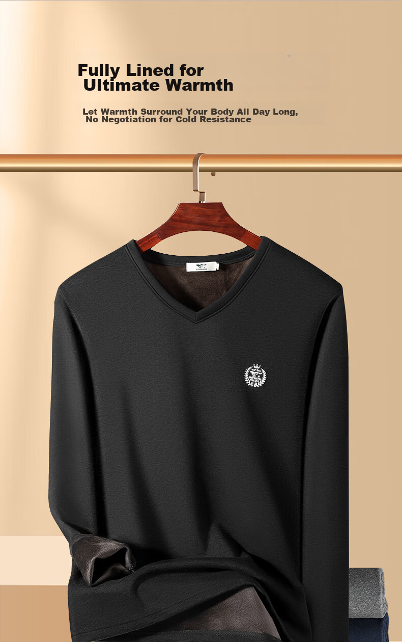 SEPTWOLVES [Double Warmth] Thermal Underwear for Men, Autumn And Winter Fleece-Lined Thick Undershirt, Invisible V-Neck Fashion Base Layer Top 11