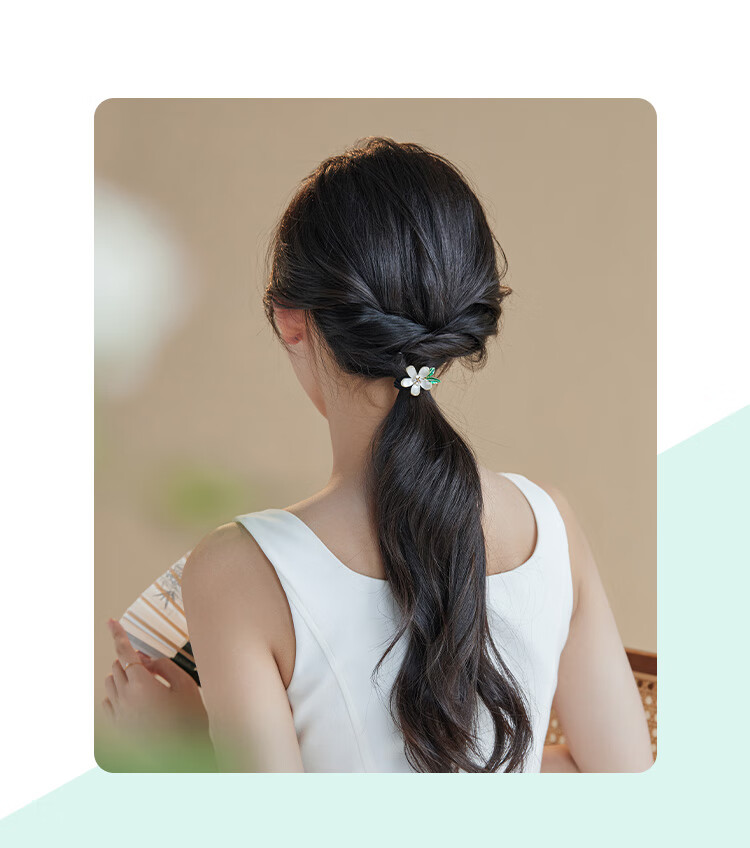CHIMERA High-End Hair Tie, Cat's Eye Stone Four-Leaf Clover Hair Clip, Ponytail Elastic Band, Birthday Gift for Wome 11