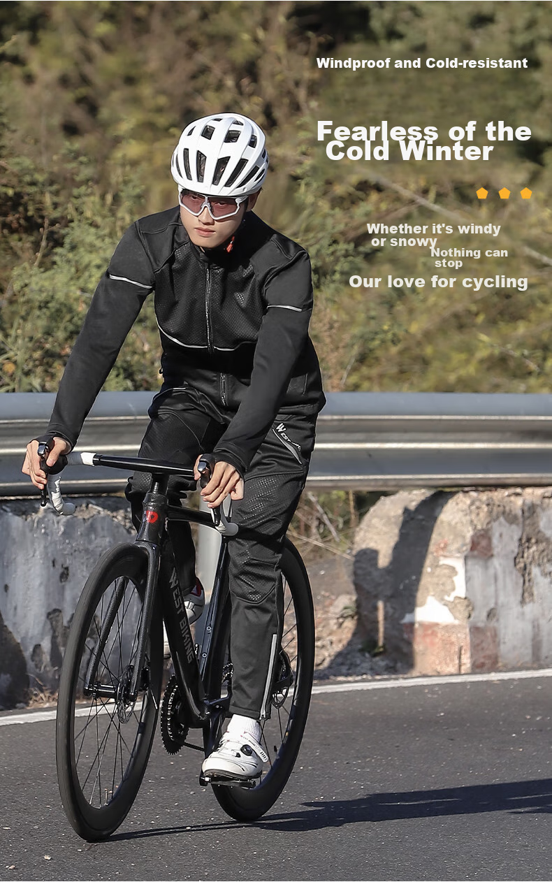 WestBiking WestBiking Autumn And Winter Bicycle Riding Jacket, Long-Sleeve Set, Warm Fleece-Lined Cycling Sportswear 5