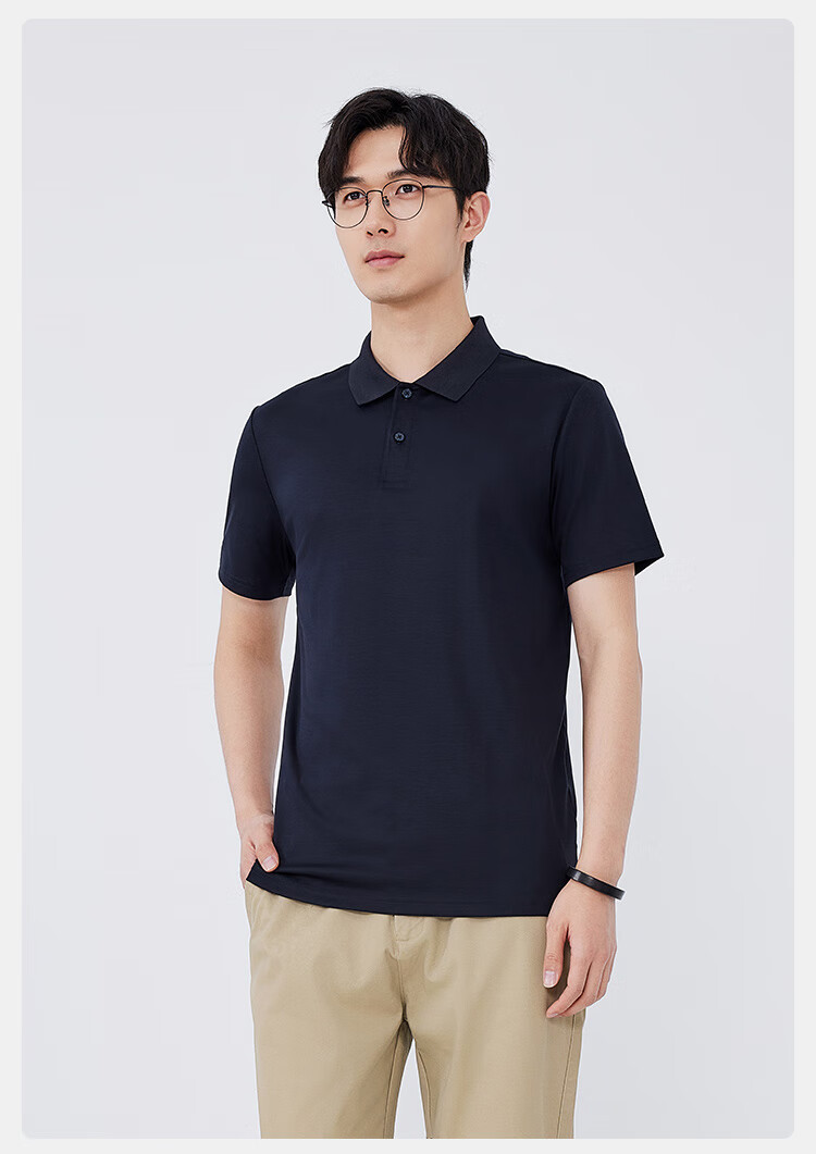 JD Jingzao Ammonia Wrinkle-Free Polo Shirt Men High-End Short Sleeve T-Shirt New Summer Commuting Father's Day Gift Navy 2XL 16