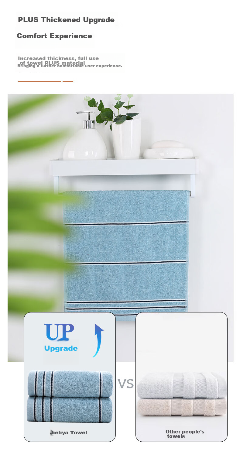 Grace 7A Antibacterial Class A Towel, Pure Cotton Adult Face Towel, Xinjiang Cotton, Sky Blue, Single Piece, 70*34cm 9