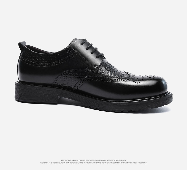 LAORENTOU Men's Leather Shoes, Business Formal Shoes, Brogue Carved Wedding Shoes, Top-Grain Leather High-End Executive Shoes, 200253 Black, Size 41 6