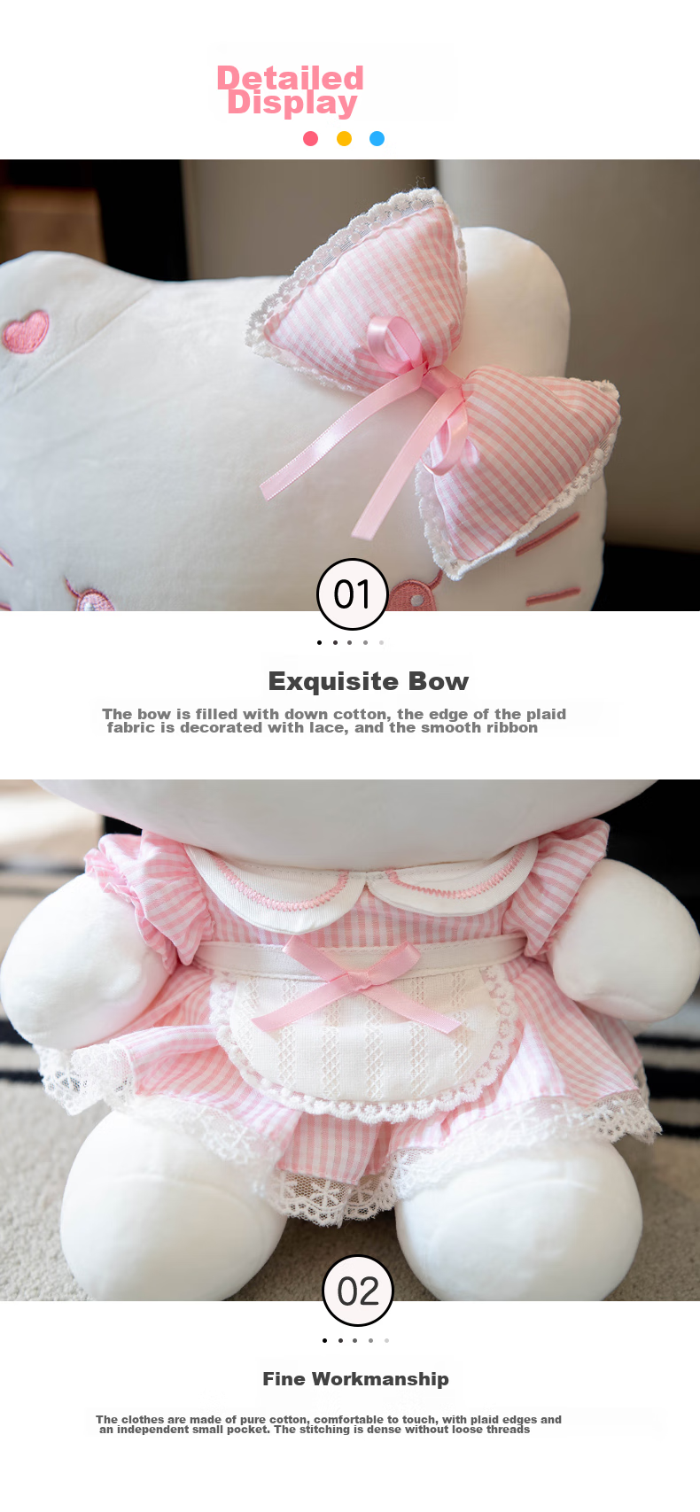 Hello Kitty Sanrio Plush Toy Doll Stuffed Animal Pillow Decoration Birthday Gift for Girls, Cat Cat Figurine 14