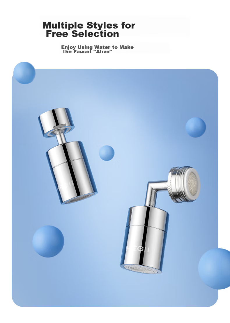 HEGII Faucet Extender, Universal Rotating Faucet Aerator Adapter, Dual Outlet Water Filter Splash-Proof Head HMN902Q 5