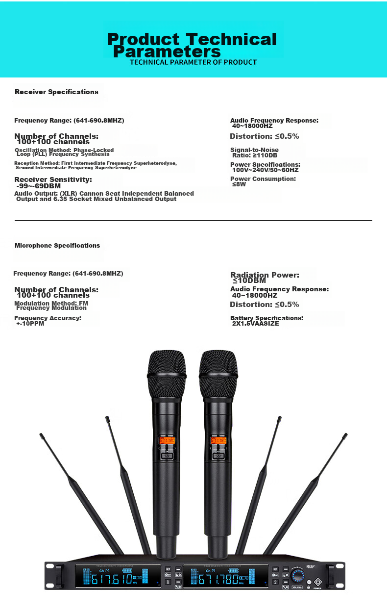 Weishu DC-10SH True Diversity Professional U-Segment Anti-Interference Wireless Handheld Microphone, One-To Microphone, 500-Meter Long-Range, for School Fields, Outdoor Performances, Weddings, And Hostings 13
