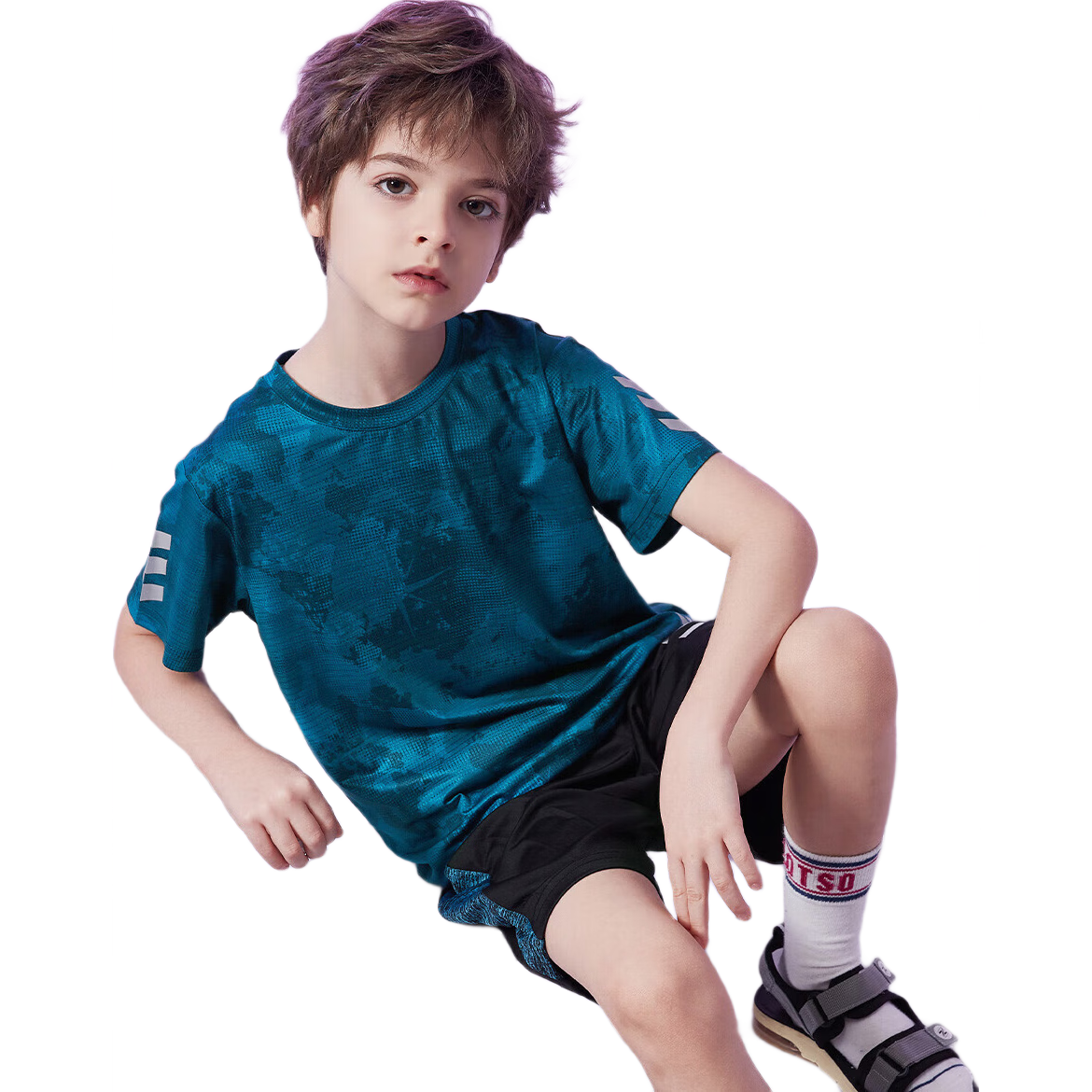 ASK JUNIOR Children's Clothing Set, Boys' Summer Thin Breathable Short-Sleeve T-Shirt And Shorts, Sports Running Two-Piece Set, Tennis Outfit