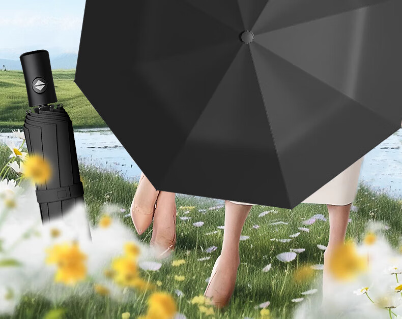 Maoli Dual-Use Automatic Umbrella, 16 Ribs, Black Rubber Coating, Impact-Resistant Fabric, Windproof Reinforced Sun Umbrella 3
