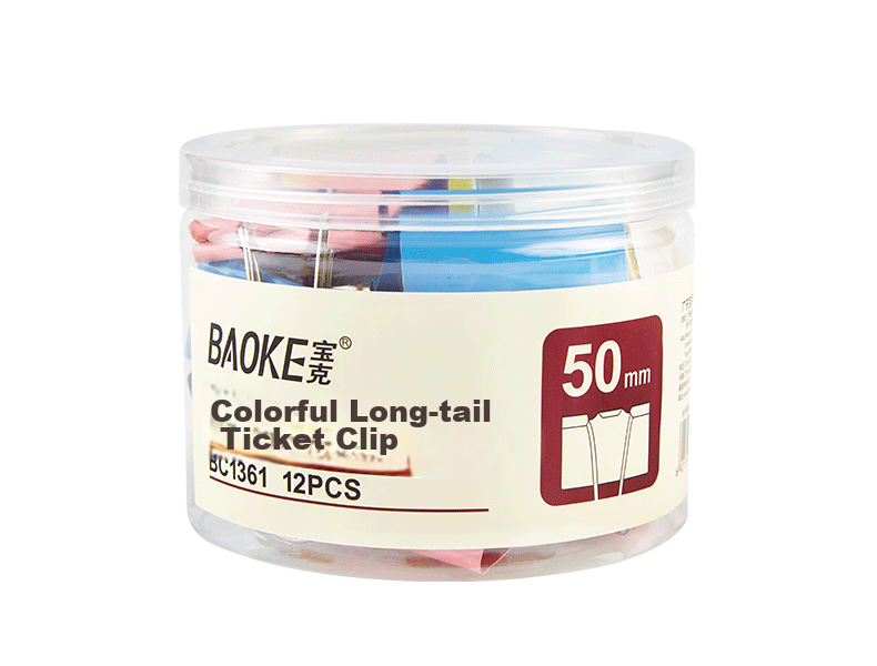 BAOKE 3c Digital All-Net Low Price BC1361 50mm Colorful Long Tail Clips, Binder Clips, 12 Pieces/tube 13