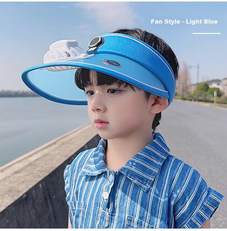 GLO-STORY Solar Fan Hat, Children's Sun Protection Cap, Outdoor Beach UV-Resistant Sun Hat 12