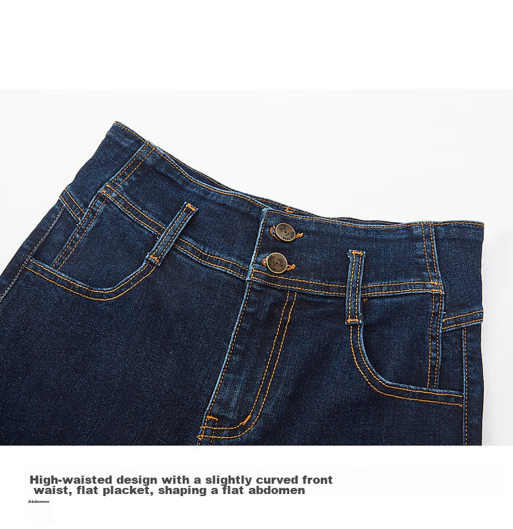 Dme Youthful Long-Legged High-Waisted Double-Button Women's Pants, Blue, Size 27 6