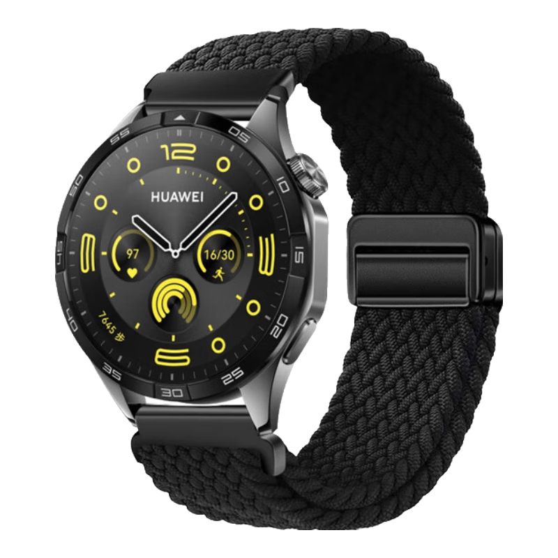 CangHua Compatible with Huawei Watch Straps GT7/7Pro/GT6/GT5/GT4/GT3/GT3Pro/watch6/5/4Pro/3/3Pro/buds2 Braided Magnetic Watch Band, Black