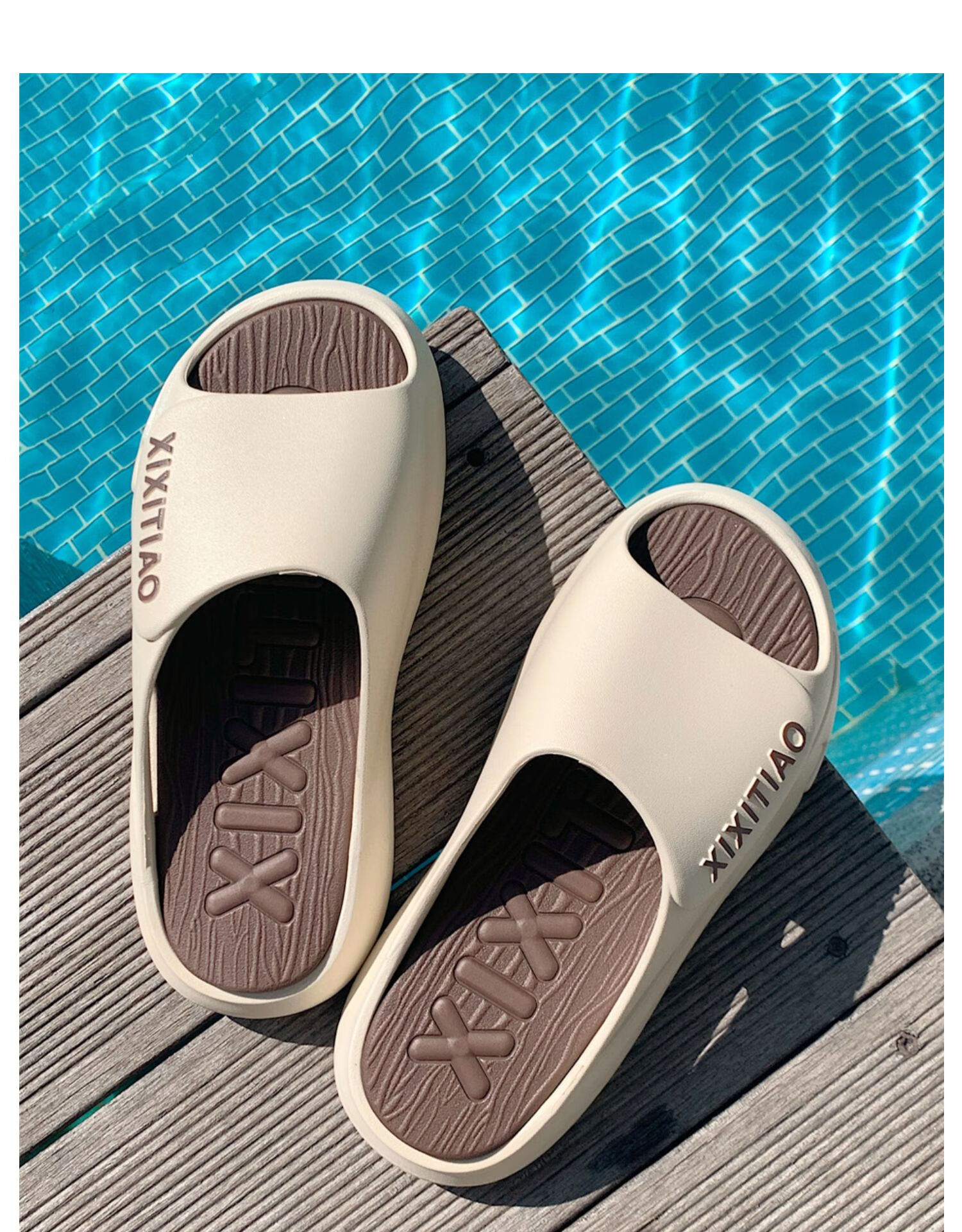 XIXITIAO Summer Trendy Fashion Slippers for Women And Men, Indoor Outdoor Wear, Sports Non-Slip Soft Sole Sandals, Lake Blue, Size 44-45 14
