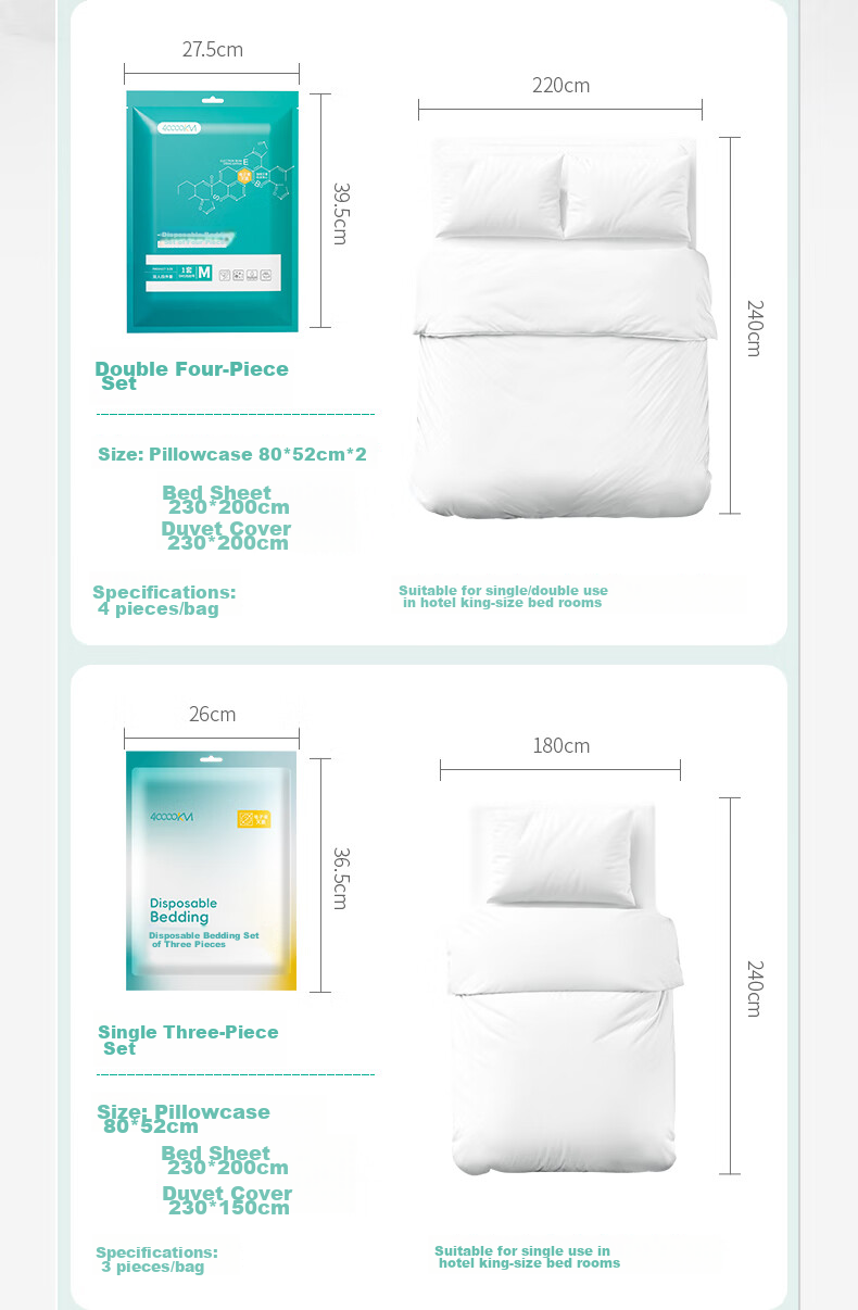 Siwangongli Disposable Sleeping Bag, Single Thickened Hotel Hygiene Pillowcase, Bed Sheet, Duvet Cover, Travel Disposable Bedding 14