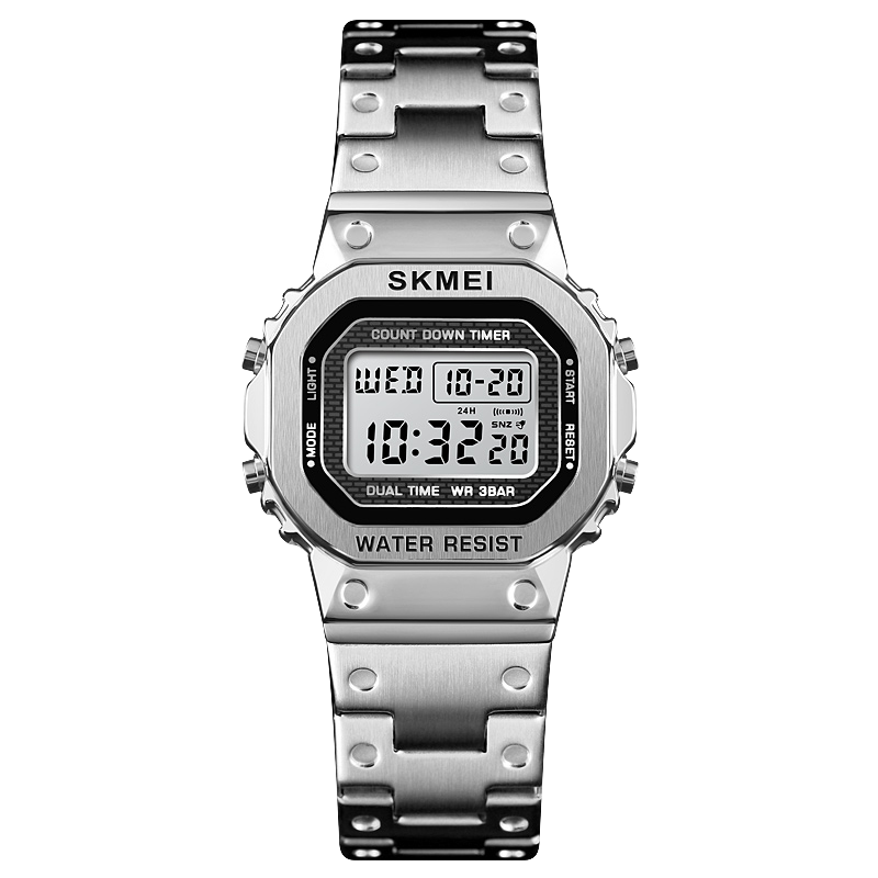 Skmei Student Fashion Trendy Sports Digital Watch for Middle And High School Students, Teenagers, Small Square Watch, Waterproof Steel Strap Wristwatch 1433