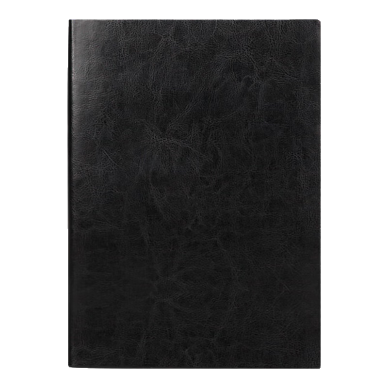Bailiwen B10418 Black Notebook, 18K Leather Cover, Journal, Writing Pad, Diary, Meeting Minutes Book, Business Work Office Notebook