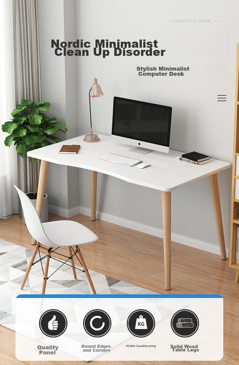 XIAOJIANGCAI Computer Desk, Desktop Laptop Simple Study Table, Home Office Workstation, Writing Desk for Bedroom And Study Room 1