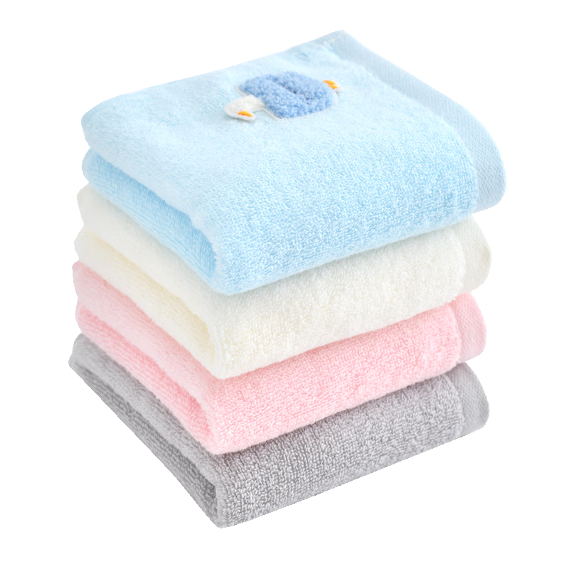 Grace Soft Skin-Friendly Children's Towel, Sweet Duck Cartoon Sticker Face Towel for Girls, Pack of Four, Sports