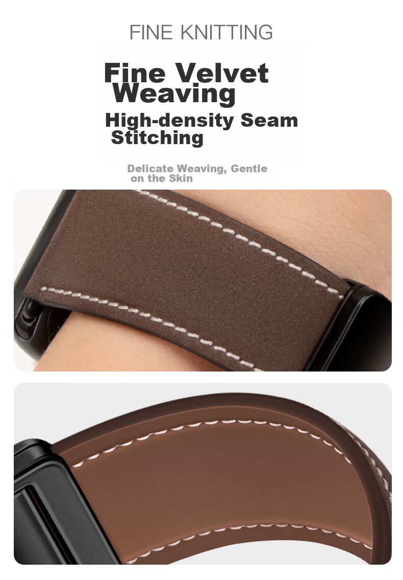 BHO Suitable for Apple Watch Straps, Apple Watch S12/S11 Genuine Leather Strap, IWatch S10/S9/8/7/Ultra4/SE3/2/1 Suede Leather Strap, Genuine Leather 3